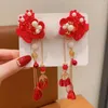 Accessoires pour cheveux, épingle à cheveux rouge pour enfants, nœud floral doux, couvre-chef de l'année chinoise, tissu à nœud papillon Hanfu pour bébé