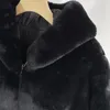 Casaco de pele feminino com capuz ecológico preto simples quente pelúcia outerwear 2023 inverno moda feminina jaqueta com zíper