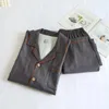 Men's Sleepwear Spring Autumn Men Casual Pajama Sets Male Cotton Suit Long Sleeve Turn-down Collar Shirt  Pants