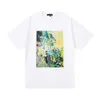 23SS Summer Fashion Purple Brand Oil Painting Print Men's and Women's Loose Leisure Round Neck Short sleeved T-shirt