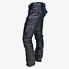 Mensbyxor Autumn Black Leather for Men PU Casual Slim Fit Skinny Motorcykel Punk Male Riding Straight Trousers 231218