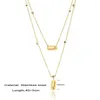 Hänge halsband guld delikat dubbelskikt kristall för kvinnliga hängen choker halsband party smycken present mujer moda mod