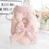 Vêtements de vêtements pour chiens automne chat hiver princesse coton gilet rose rose bleu arc remorable temps de gain chaud animal de compagnie