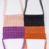Вечерние сумки Ins Яркие цвета, акриловые, с бисером, полые, на одно плечо, маленькая квадратная сумка, повседневная тканая универсальная сумка через плечо ручной работы