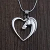 Collane con ciondolo Gioielli di moda SanLan placcato bianco K Cavallo con cuore Collana per donne Ragazza mamma Regali Animal2546