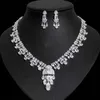 Wedding Jewelry Sets Vintage Lab Emerald Diamond set 14K White Gold Earrings Chocker Necklace For Women Bridal Engagement 231216