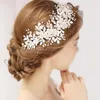 Queenco Silver Floral Bridalヘッドピースティアラウェディングヘアアクセサリーヘアバインハンドメイドヘッドバンドジュエリーfor Bride264n