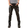 Pantalons pour hommes Idopy Arrivée Coréen Gothique Punk Party Costume Faux Cuir PU Boucles Hip Hop Pantalon Noir Mâle 231218