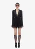 ROMPERS Damen -Jumpsuits ROMPERS Black Blazer Mujer 2021 Kurzer Herbst Vneck Patchwork Spitze Langarm mit Belt Office Dame kommen