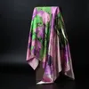 Scarves Fashion Hijab Scarf For Women Silk Satin Print Kerchief Head Scarfs Female 90cm*90cm Square Shawls Wraps Neck Scarves Ladies 231216