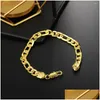 أساور سحر غرامة 925 ختم Sier 18K Gold Color Women Women Men Noble Nice Bracelet Fashion 8mm Chain 20cm Jewelry Party Drop Deli OTZ96