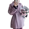 럭셔리 코트 여자 양모 블렌드 재킷 2023 봄/여름 새 오목한 더블 흉부 벨트 짧은 재킷 여성 세련된 의류 231218