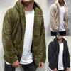 Men's Jackets Fashion Winter Coat Fluffy Fleece Windproof Plush Hooded