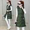 Kvinnors västar 2023 Autumn Winter Women Long Parkas Vest Warm Hooded Down Coat Parka damer ärmlös Waistcoat Jacket Outwear 231218