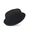 Baskenmützen 4 Größe Wolle Männer Pork Pie Hut für Papa Schwarz Fedora Gentleman Flat Bowler Porkpie Top Jazz