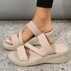 Jurk Schoenen Beige Wig Sandalen Voor Vrouwen 2023 Zomer PU Lederen Platform Slippers Vrouw Plus Size Antislip Strand sandalias De Mujer