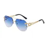 European and American retro leopard mirror leg sunglasses men's trend rimless cut edge sunglasses for men