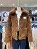 Cappotto invernale caldo da donna con colletto rovesciato in pelliccia sintetica di agnello a maniche lunghe, tasche grandi, di nuovo design, SML