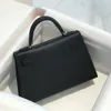 10A Mirror Quality Designer Bag Genuine Leather Totes Handbags Handmade 19cm Mini Epsom Handle Tote Bag Luxury Black Purse Crossbody Shoulder Bag