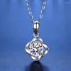 Chaînes MILAMISS 925 Sterling Argent Excellente Coupe 1CT D Couleur Trèfle à Quatre Feuilles Moissanite Pendentif Collier Femmes Fine Bijoux