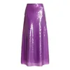 Skirts Runway Tube Skirts Luxurious Fashion Designer Chic Elegant Purple Sequin Skirt Women's High Waist Wrap Hip Straight Party 231218