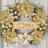 New Christmas Toy Supplies 12PCS Glitter Artificial Flowers Christmas with Clips Stems Xmas Tree Ornaments for Wedding Party Wreath Decoration 5in Flower