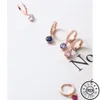 Hoop  Huggie 925 Sterling Silver Pink Blue Purple Red Zircon Stone Pendant Ear Rings Rose Gold Color Small Hoops Piercing Earring245w