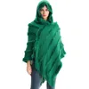 Scarves Fashion Autumn Winter Cape Women's Poncho Solid Hooded Sweater Knitted Pullover Cape Thicken Warm Green Cloak 231216