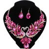 Роскошные позолоченные розово-красные кристаллы, новые колье Femme с двойным лебедем, массивное ожерелье, серьги для женщин, вечерние свадебные украшения Sets194S