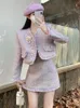 Two Piece Dress High Quality Thick Winter Outfit For Women Set Korean Sweet Fashion Wool Jacket Coat Skirt 2 Sets Womne 231218