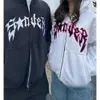 Y2k giyim yarasa kapüşonlu sweatshirt 2023 atumn kadın sokak kıyafeti vintage gevşek uzun kollu y2k fermuar up hoodie kpop estetik tepeleri