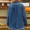 Camicette da donna Giacca in denim da donna Top con risvolto casual Tinta unita Elegante comodo fidanzato Capispalla autunno inverno