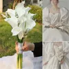 Fausse fleur de lys Calla artificielle en PU blanc, 37cm, pour décoration de maison, Bouquet de mariée de mariage, décoration de Bouquet de fleurs de Table pour la maison