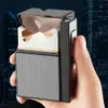 20 Sticks Cigarette Case Metal Lighter Turbo Butane Capacity No Gas Gadget Box Men's Gift