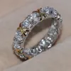 Size 5-11 Victoria Wieck Handmade 925 Silver filled Overlay White Sapphire Wedding CZ Diamond Cross band Rings for women love gift234a