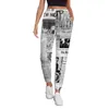 Women's Pants Spaper Collage Baggy Texts And Headlines Casual Oversized Sweatpants Spring Women Design Aesthetic Trousers