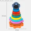 Ordinamento Nidificazione Impilabile giocattoli Bambini Arcobaleno Anello Torre Graffatrice Blocchi in legno Bambini Montessori Giocattolo educativo precoce Gioco per bambini Bel regalo Q231218