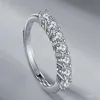 Japanse en Koreaanse stijl S925 zilveren Moissanite rij diamanten ring vrouwelijke eenvoudige gepersonaliseerde zoete nobele sieraden vrouwelijke gift226l