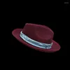 Bérets Top Qualité Laine Fedora Hommes Femmes Luxe Automne Hiver Trilby Chapeau Avec Bowknot Ruban Robe De Mariage Jazz NZ371