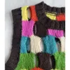 女性のベストウールブレンドホローアウト手作りカラフルなセーター2023秋冬韓国ファッション231218