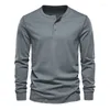 Men's Polos Mens Casual Long Sleeve Henley Shirts Fashion Button T