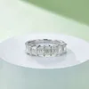 Klassischer, stapelbarer Moissanit-Ring aus 925er-Silber mit insgesamt 1 ct D-Farbdiamanttest, D-Farbe, Smaragdschliff, für Damen, edler Schmuck