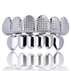 18k ouro colisão treliça dentes grillz hip hop masculino superior e inferior grelhas dental boca punk dentes bonés rapper cosplay corpo jóia206y