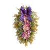Couronne de fleurs décoratives en forme de larme avec nœud papillon, décoration florale facile à nettoyer pour noël, printemps, mariage, automne, bureau