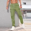 Men's Pants Spring Male Mid Waist Drawstring Long Pant Muscle Men Clothing Zipper Joggers Casual 2024 Stitching Pockets Training