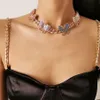 12 colors fashion trendy ins designer luxury diamond zirconia rhinestone statement choker necklace for woman girls pretty 3d butte255I