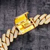 Luster smycken 20mm trendig sterling sier guldpläterad halsband moissanit kubansk länk för män