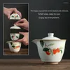 Set da tè Teiera in ceramica Tazza da viaggio Set da tè Bicchieri Squisita borsa regalo portatile cinese disegnata a mano per ufficio domestico GungFu decorativo