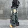 Jeans Mannen Losse Koreaanse Mode Rits Casual Broek Zwart Cargo Broek Punk Streetwear Man Harajuku Denim Hip Hop B183