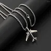 Pendant Necklaces Fashion Metal Aircraft Necklace Exquisite Light Luxury Stainless Steel Punk Style Small Chain Jewelry